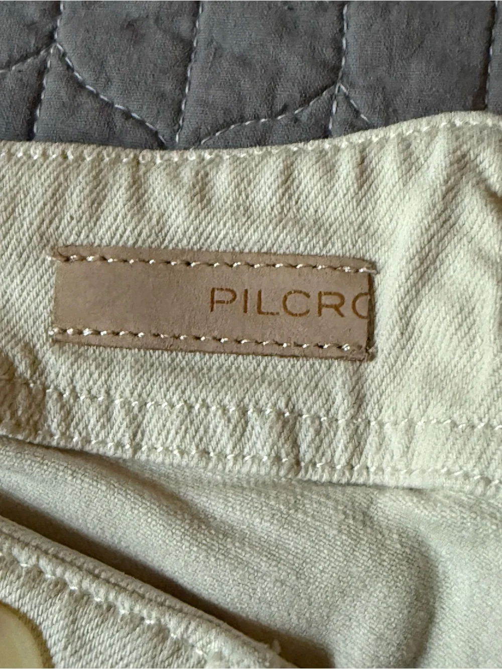 Pilcro The Kit High-Rise Wide-Leg Utility Trousers in Cream